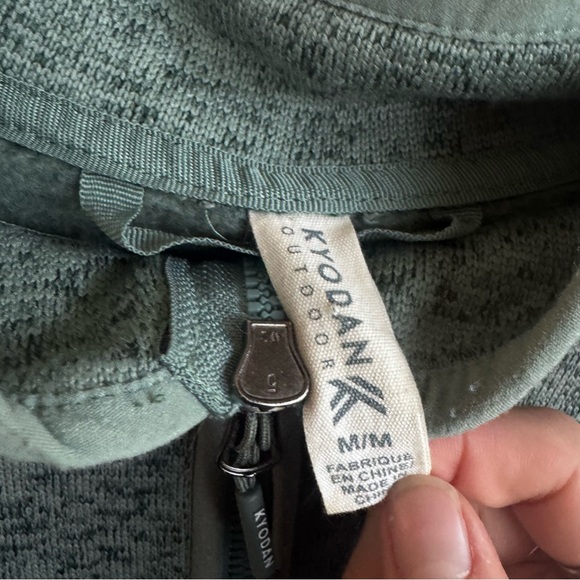 Kyodan Quarter Zip Fleece Pullover: M Heathered Green Athletic Jacket w/ Pockets - Picture 6 of 7